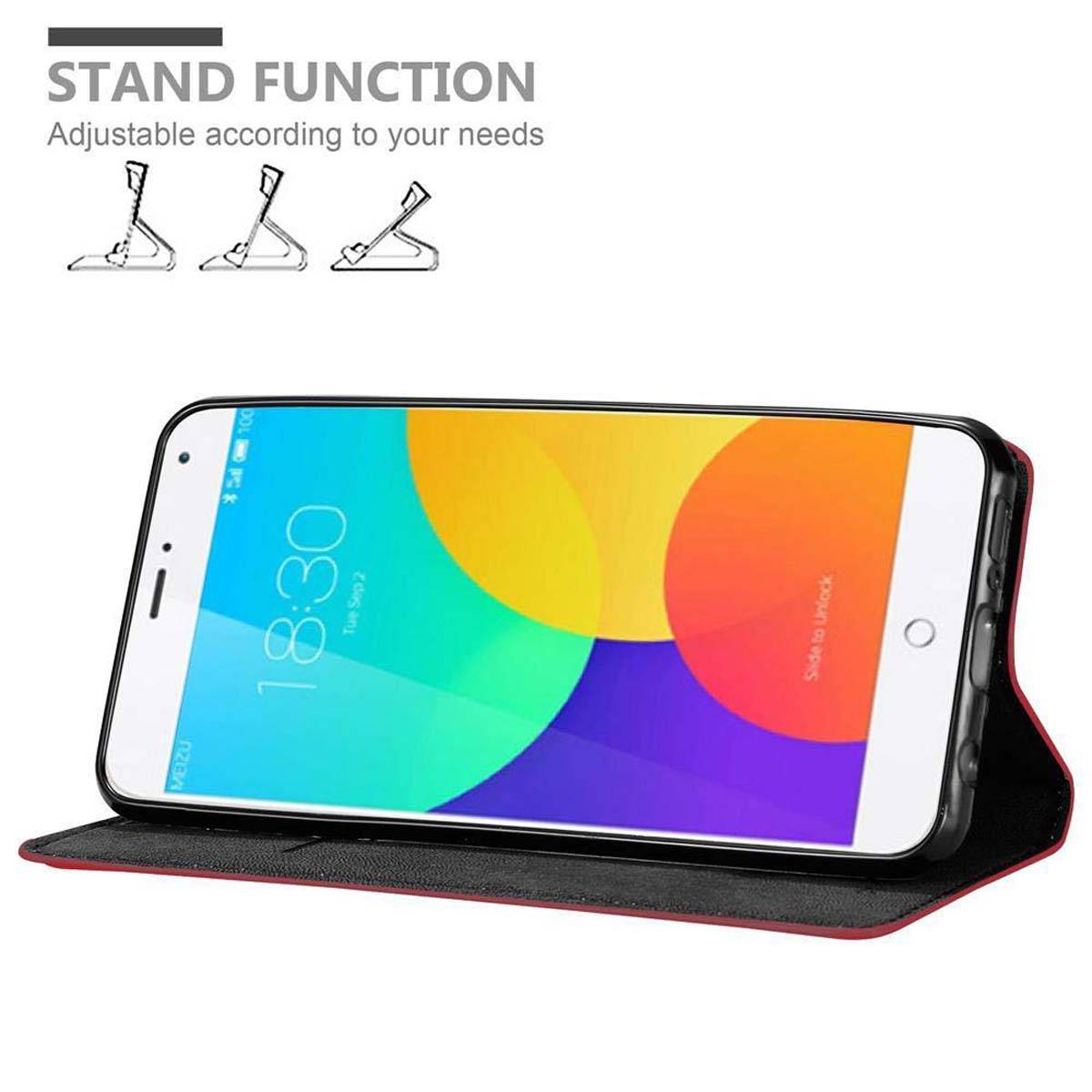 Cadorabo Hülle für MEIZU MX4 Schutz Hülle in Rot Handyhülle Etui Case Cover Magnetverschluss