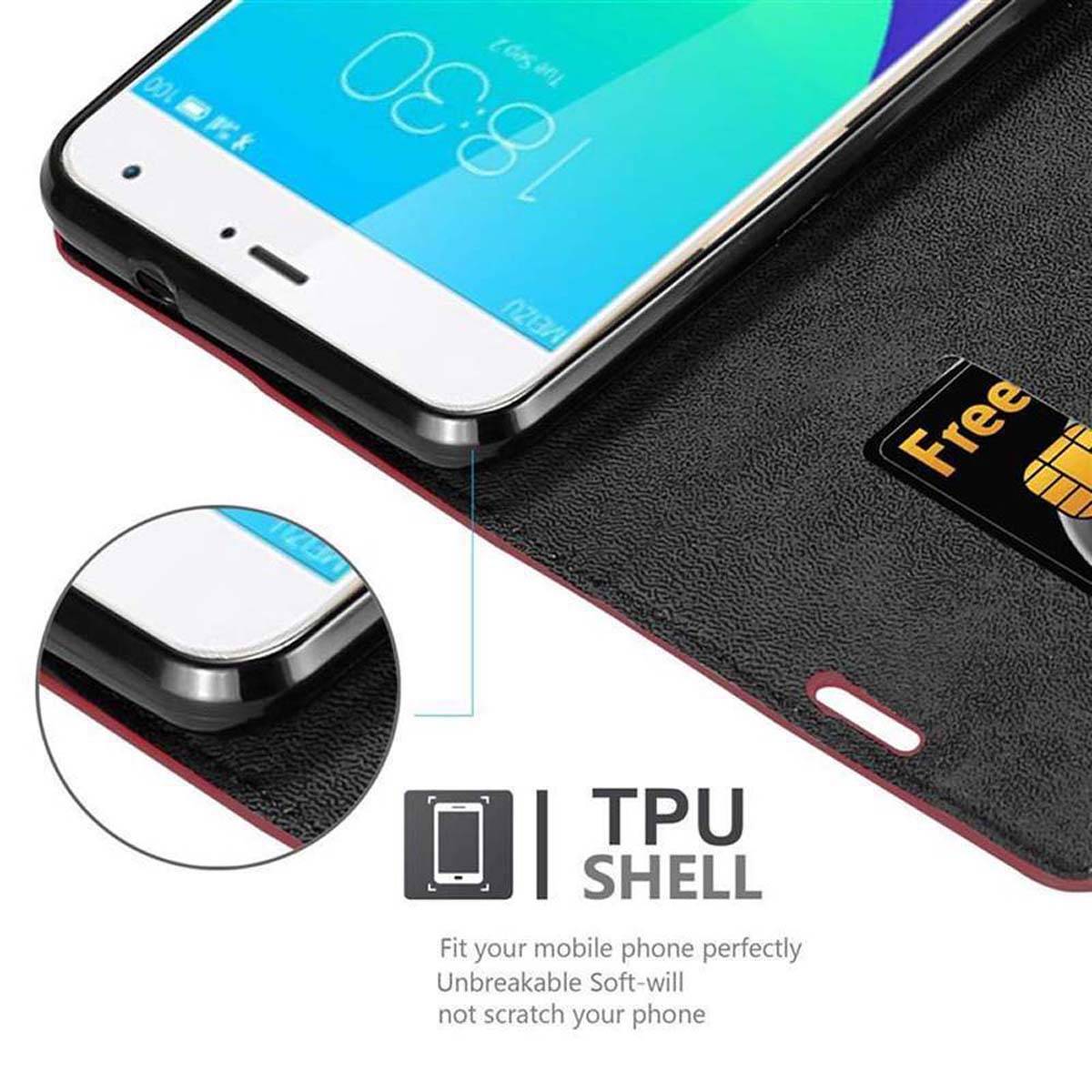Cadorabo Hülle für MEIZU MX4 Schutz Hülle in Rot Handyhülle Etui Case Cover Magnetverschluss