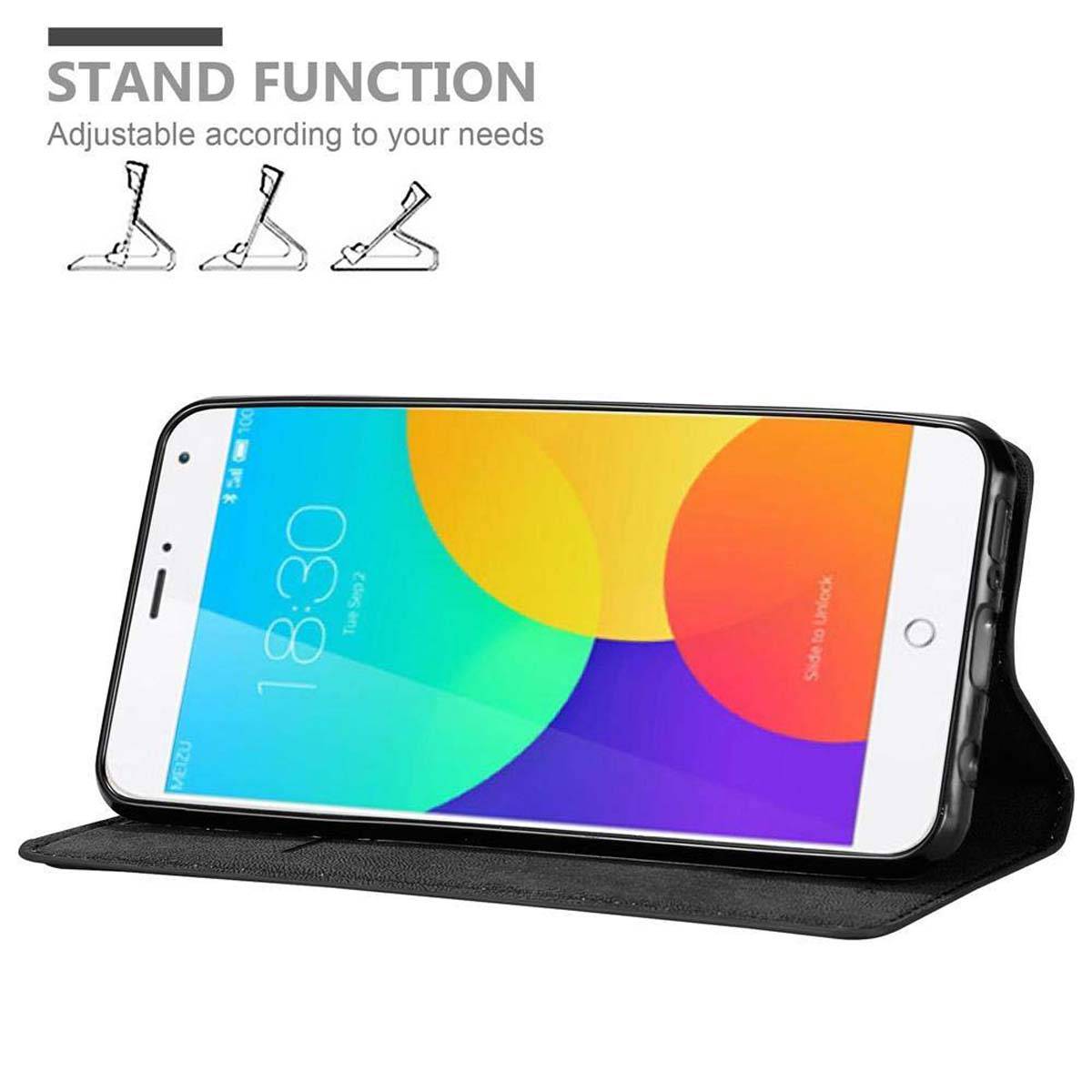 Cadorabo Hülle für MEIZU MX4 Schutz Hülle in Schwarz Handyhülle Etui Case Cover Magnetverschluss