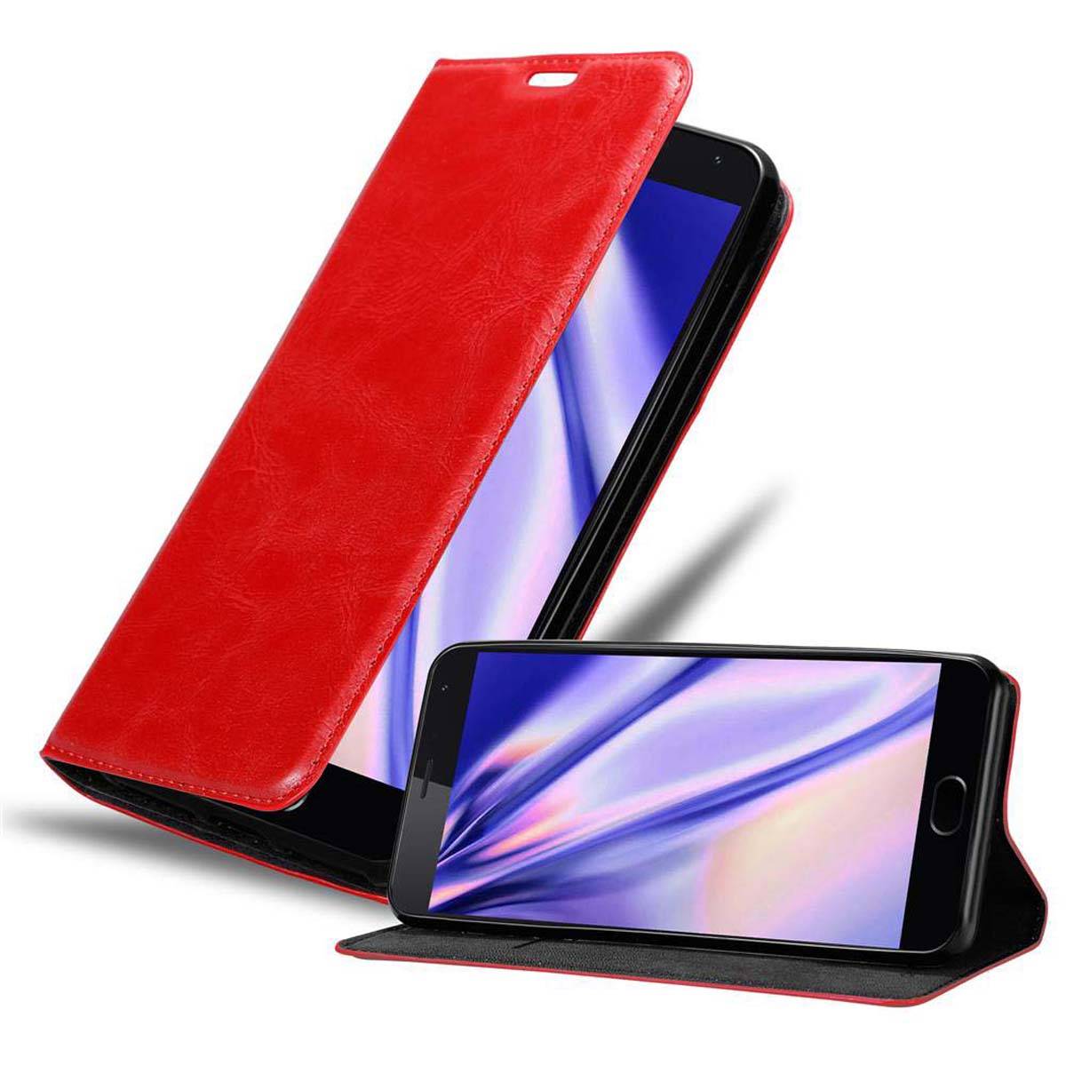 Cadorabo Hülle für MEIZU MX5 Schutz Hülle in Rot Handyhülle Etui Case Cover Magnetverschluss