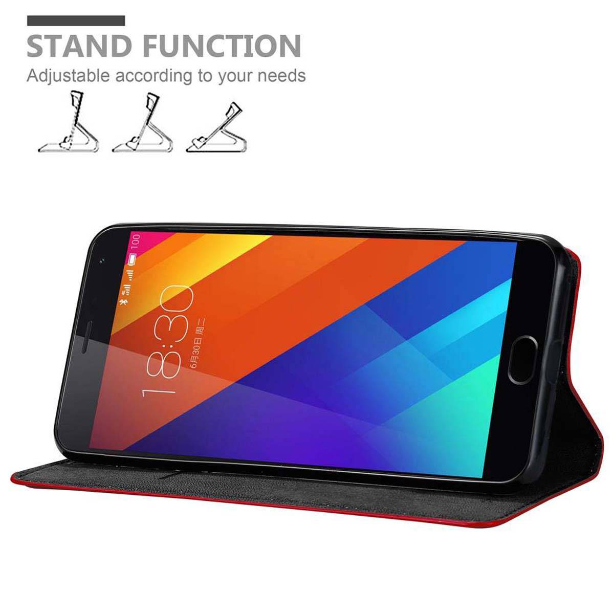 Cadorabo Hülle für MEIZU MX5 Schutz Hülle in Rot Handyhülle Etui Case Cover Magnetverschluss