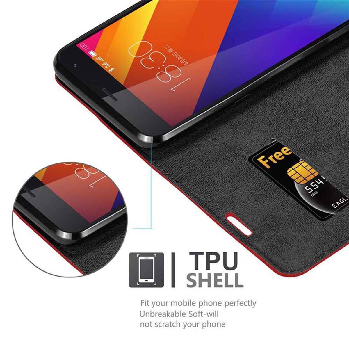 Cadorabo Hülle für MEIZU MX5 Schutz Hülle in Rot Handyhülle Etui Case Cover Magnetverschluss