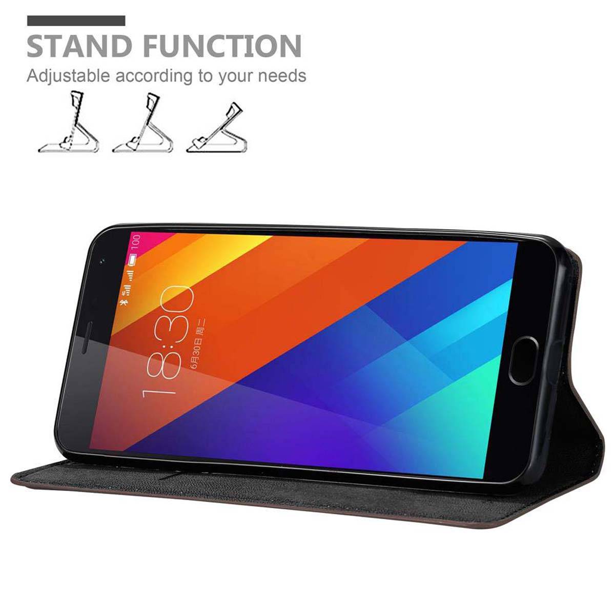 Cadorabo Hülle für MEIZU MX5 Schutz Hülle in Braun Handyhülle Etui Case Cover Magnetverschluss