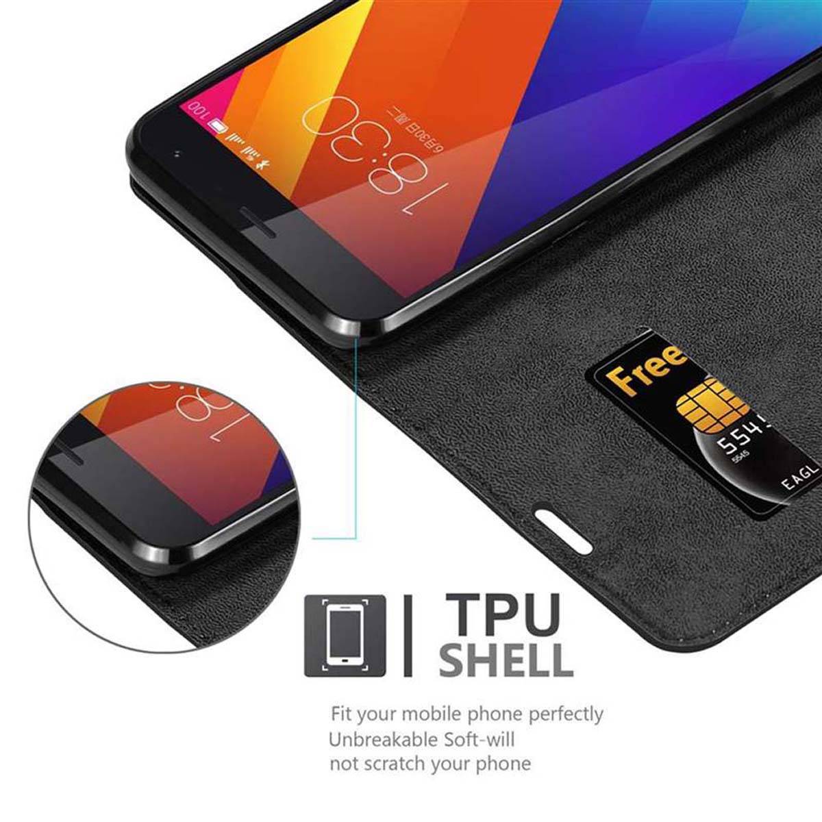 Cadorabo Hülle für MEIZU MX5 Schutz Hülle in Schwarz Handyhülle Etui Case Cover Magnetverschluss