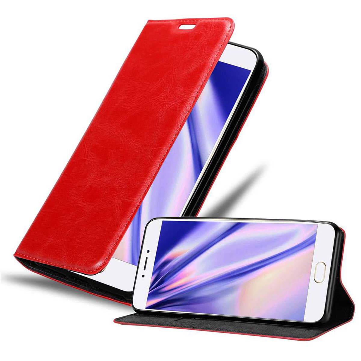 Cadorabo Hülle für MEIZU MX6 Schutz Hülle in Rot Handyhülle Etui Case Cover Magnetverschluss
