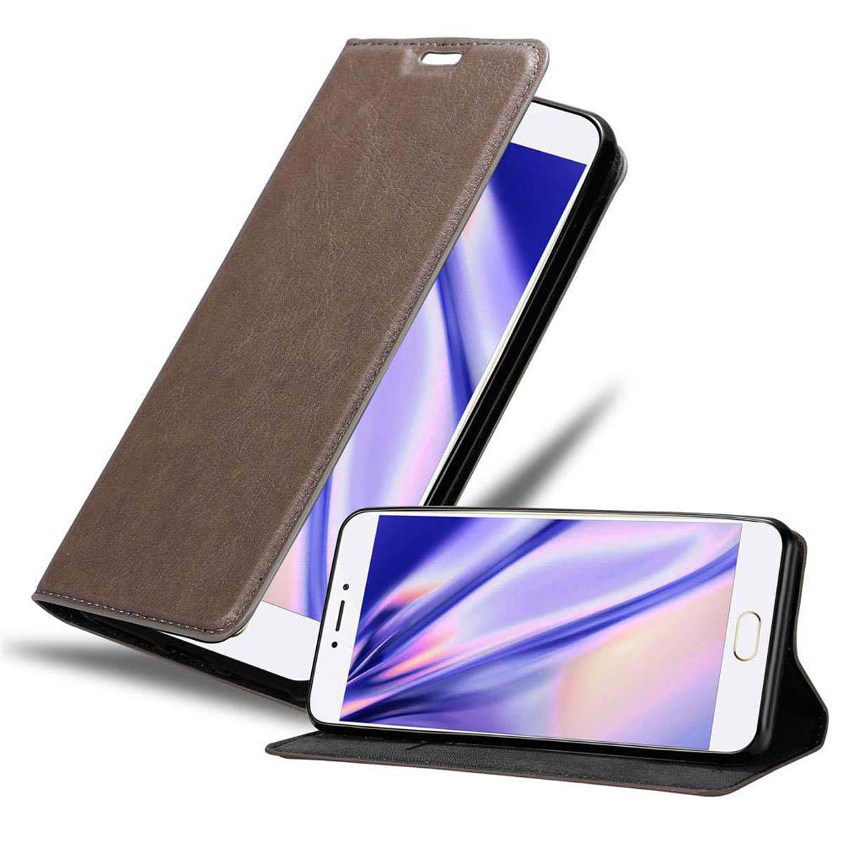Cadorabo Hülle für MEIZU MX6 Schutz Hülle in Braun Handyhülle Etui Case Cover Magnetverschluss