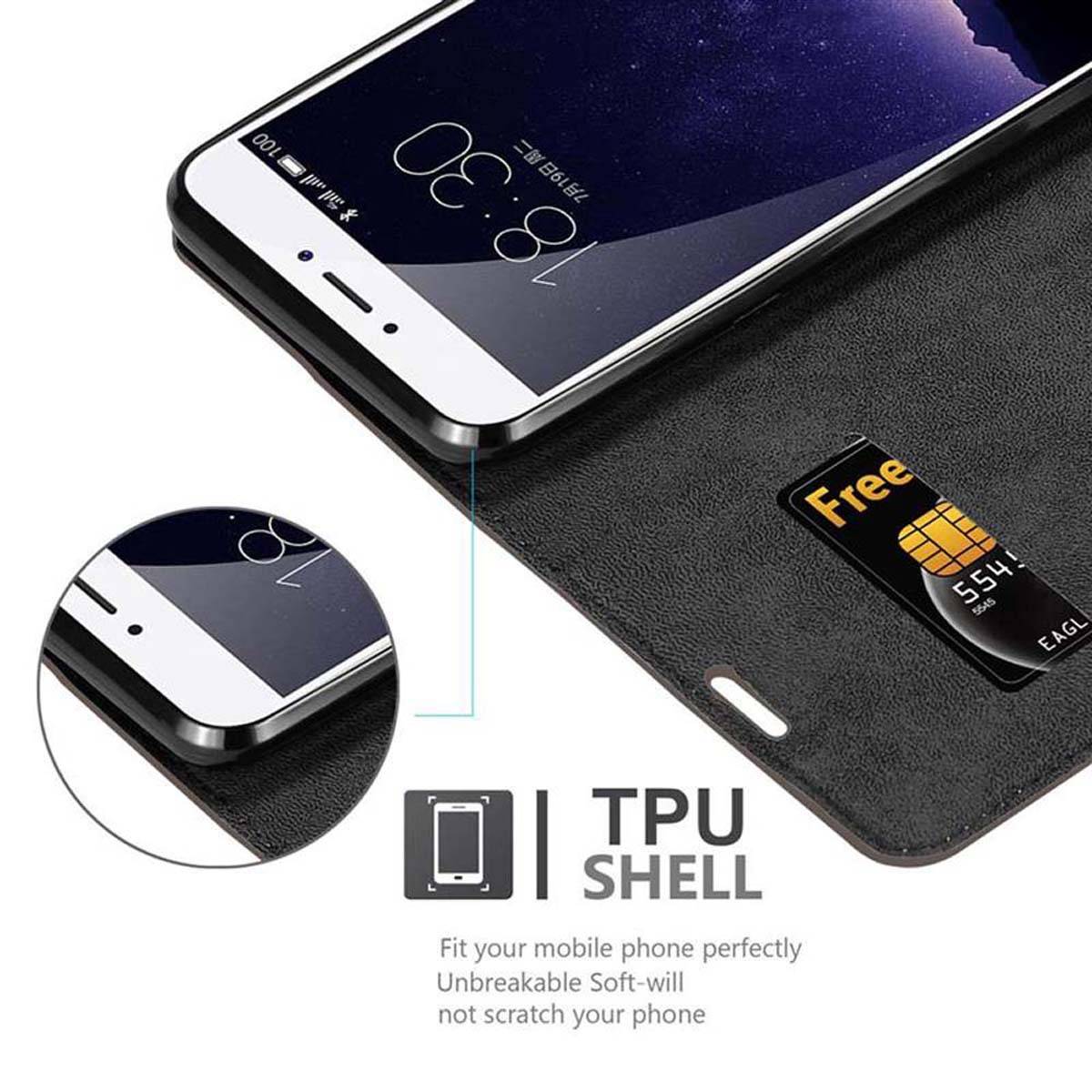 Cadorabo Hülle für MEIZU MX6 Schutz Hülle in Braun Handyhülle Etui Case Cover Magnetverschluss