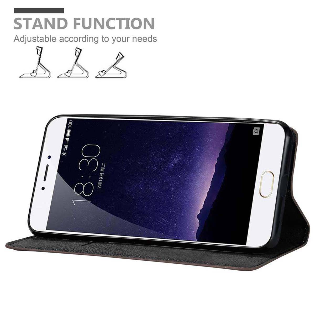 Cadorabo Hülle für MEIZU MX6 Schutz Hülle in Braun Handyhülle Etui Case Cover Magnetverschluss
