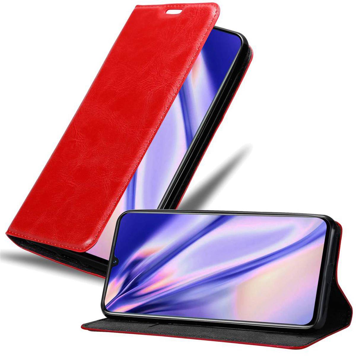 Cadorabo Hülle für MEIZU NOTE 9 Schutz Hülle in Rot Handyhülle Etui Case Cover Magnetverschluss