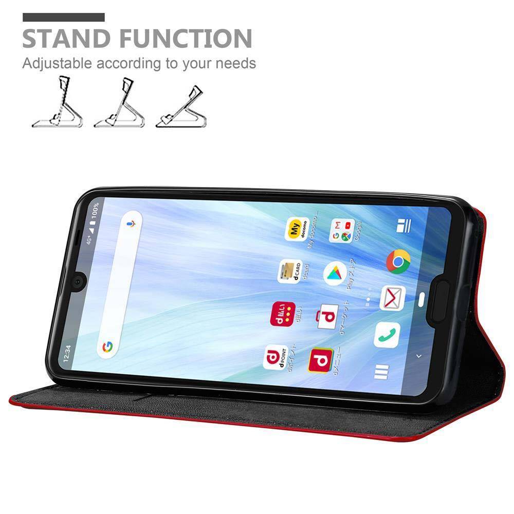 Cadorabo Hülle für Sharp Aquos R3 Schutz Hülle in Rot Handyhülle Etui Case Cover Magnetverschluss