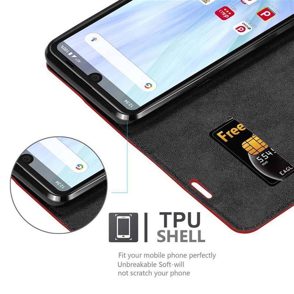 Cadorabo Hülle für Sharp Aquos R3 Schutz Hülle in Rot Handyhülle Etui Case Cover Magnetverschluss