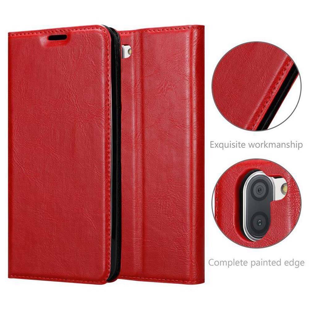 Cadorabo Hülle für Sharp Aquos R3 Schutz Hülle in Rot Handyhülle Etui Case Cover Magnetverschluss