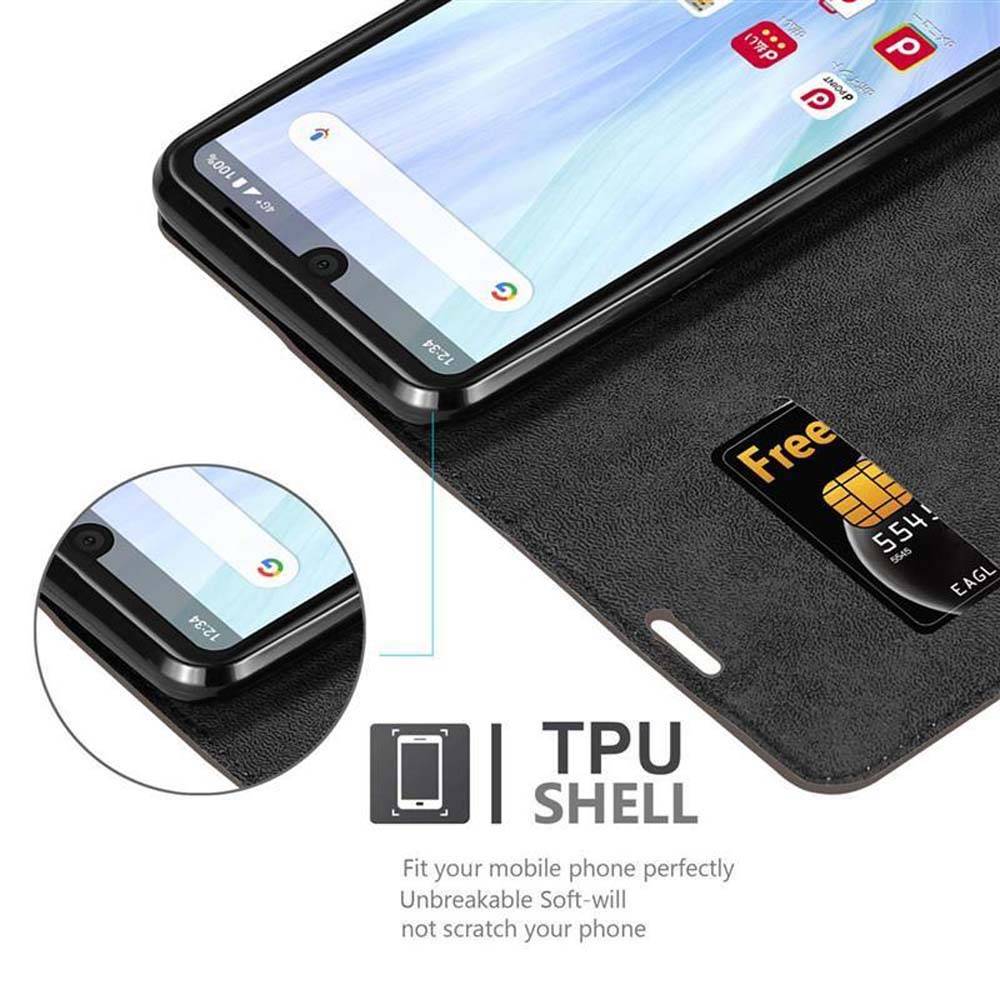 Cadorabo Hülle für Sharp Aquos R3 Schutz Hülle in Braun Handyhülle Etui Case Cover Magnetverschluss