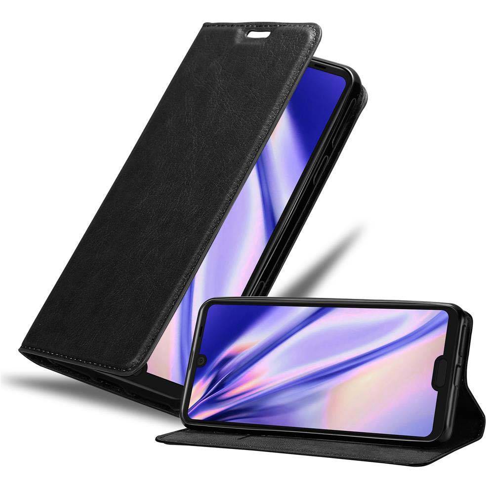 Cadorabo Hülle für Sharp Aquos R3 Schutz Hülle in Schwarz Handyhülle Etui Case Cover Magnetverschluss