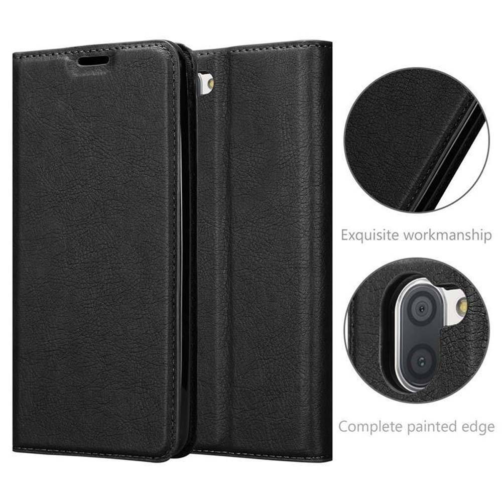 Cadorabo Hülle für Sharp Aquos R3 Schutz Hülle in Schwarz Handyhülle Etui Case Cover Magnetverschluss