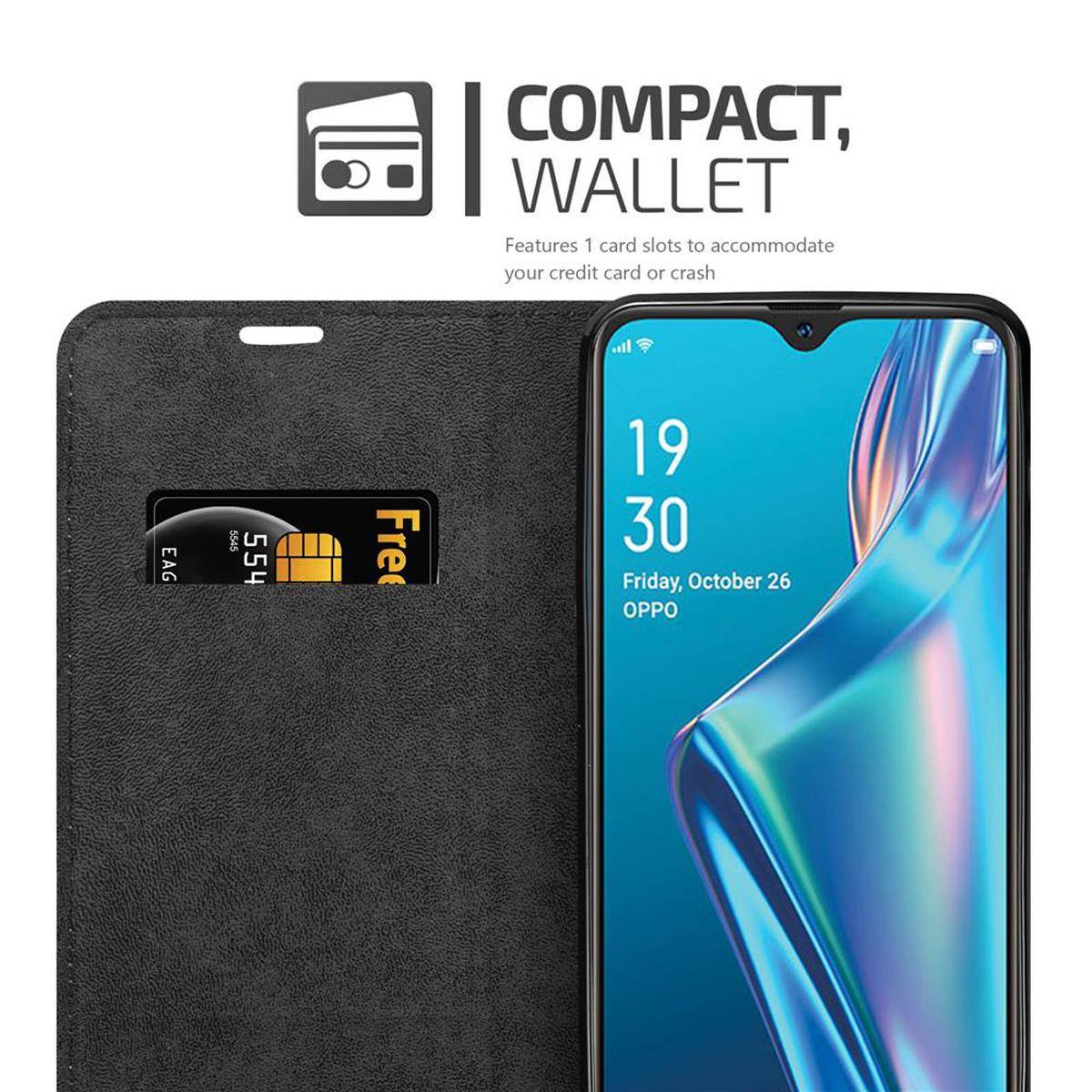 Cadorabo Hülle für Oppo A12 Schutz Hülle in Braun Handyhülle Etui Case Cover Magnetverschluss