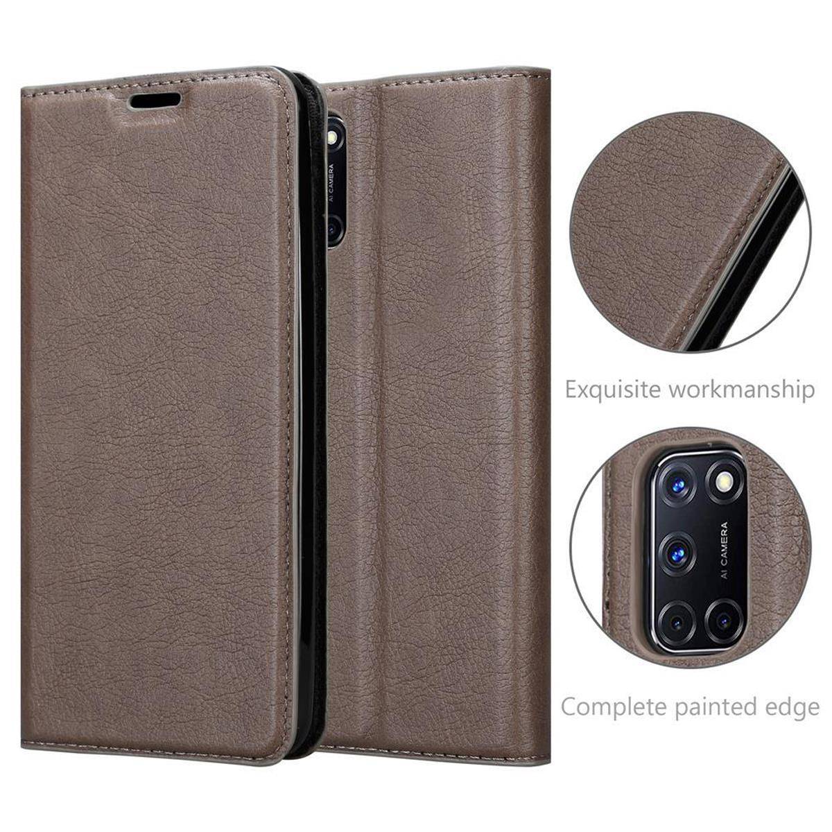 Cadorabo Hülle für Oppo A52 Schutz Hülle in Braun Handyhülle Etui Case Cover Magnetverschluss