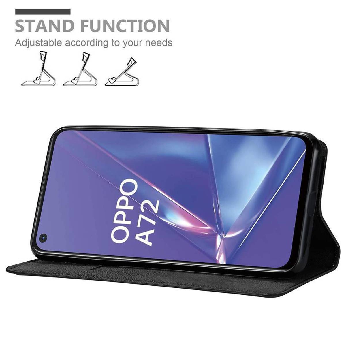 Cadorabo Hülle für Oppo A52 Schutz Hülle in Schwarz Handyhülle Etui Case Cover Magnetverschluss