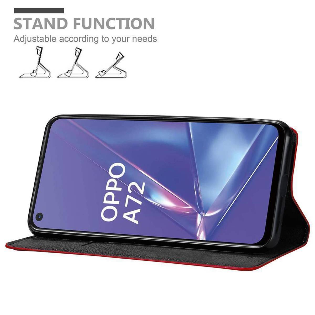 Cadorabo Hülle für Oppo A72 Schutz Hülle in Rot Handyhülle Etui Case Cover Magnetverschluss