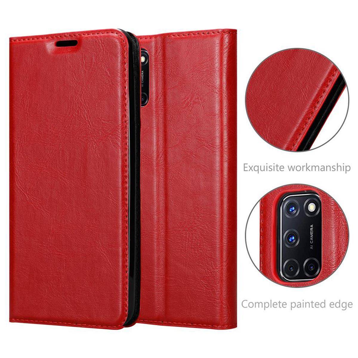Cadorabo Hülle für Oppo A72 Schutz Hülle in Rot Handyhülle Etui Case Cover Magnetverschluss