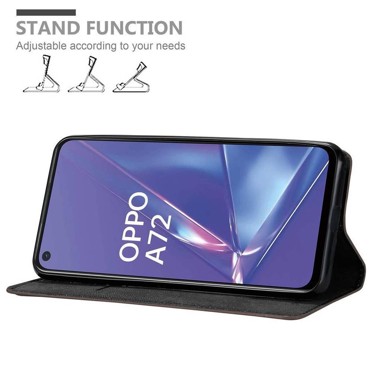 Cadorabo Hülle für Oppo A72 Schutz Hülle in Braun Handyhülle Etui Case Cover Magnetverschluss