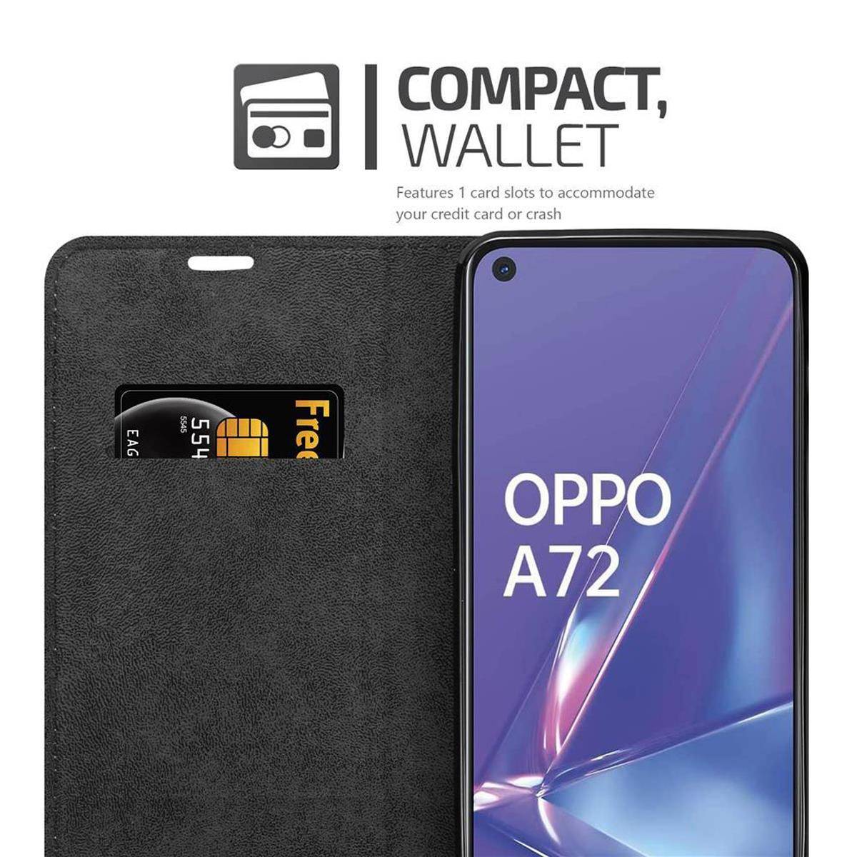 Cadorabo Hülle für Oppo A72 Schutz Hülle in Braun Handyhülle Etui Case Cover Magnetverschluss