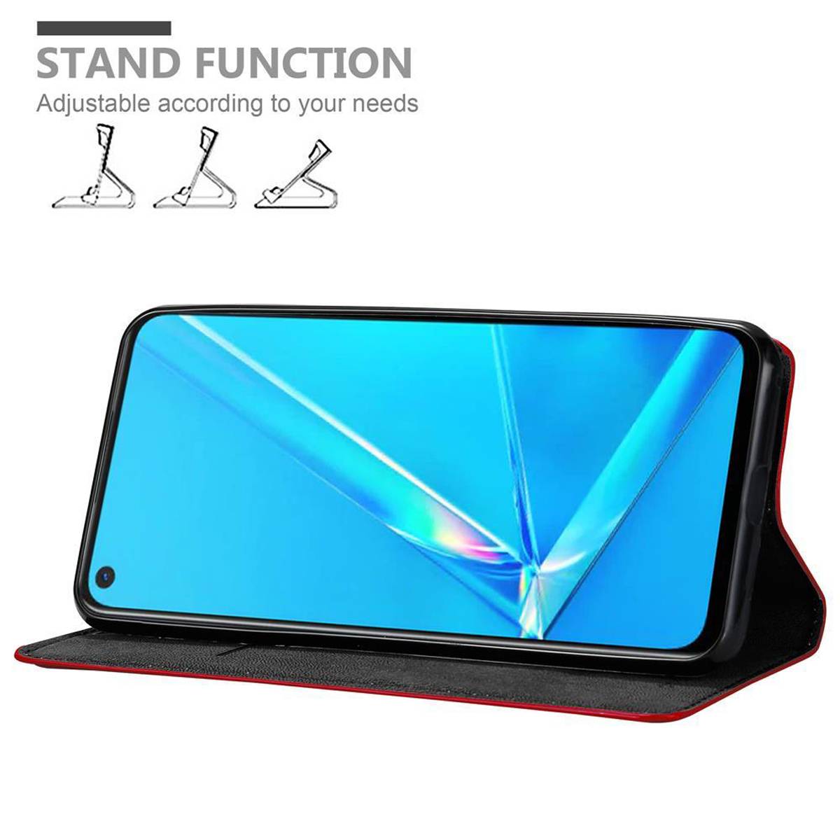 Cadorabo Hülle für Oppo A92 Schutz Hülle in Rot Handyhülle Etui Case Cover Magnetverschluss
