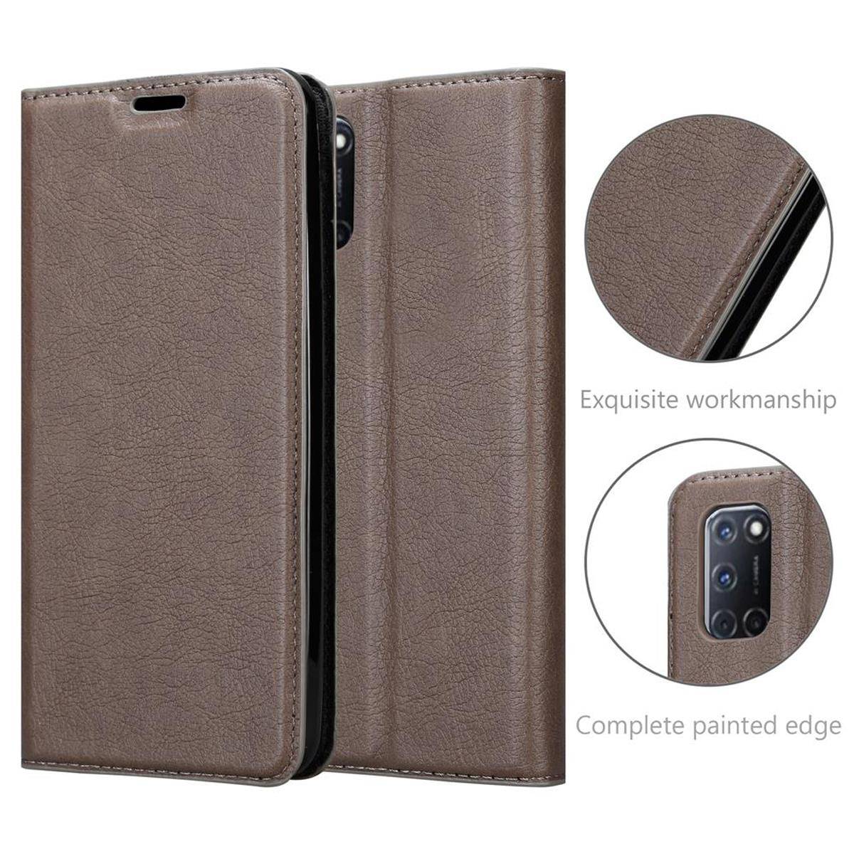 Cadorabo Hülle für Oppo A92 Schutz Hülle in Braun Handyhülle Etui Case Cover Magnetverschluss