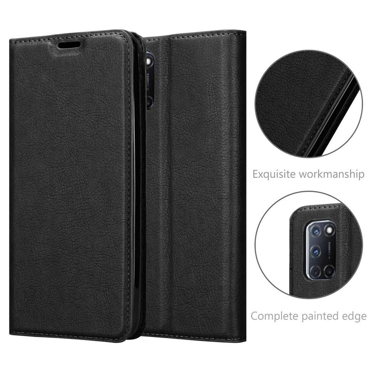 Cadorabo Hülle für Oppo A92 Schutz Hülle in Schwarz Handyhülle Etui Case Cover Magnetverschluss