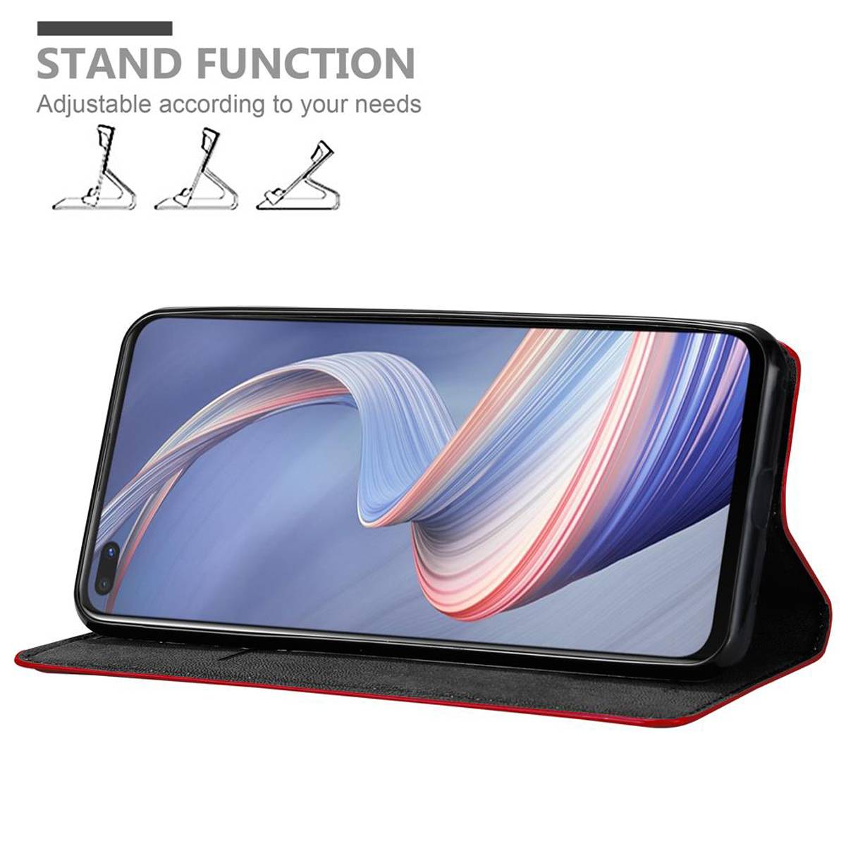 Cadorabo Hülle für Oppo A92s Schutz Hülle in Rot Handyhülle Etui Case Cover Magnetverschluss