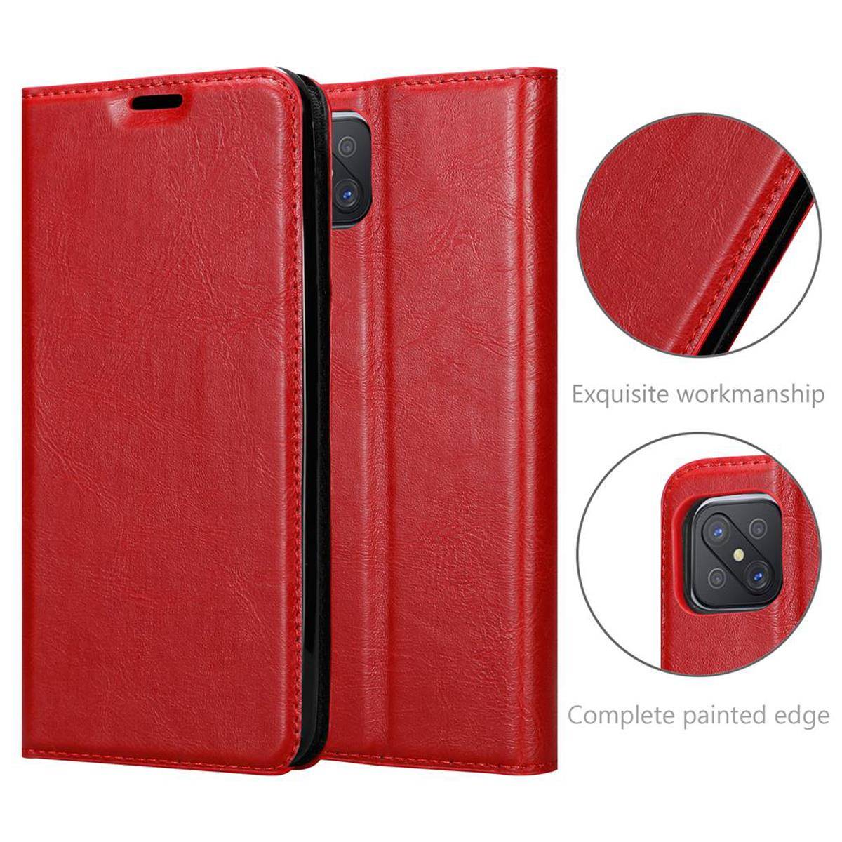 Cadorabo Hülle für Oppo A92s Schutz Hülle in Rot Handyhülle Etui Case Cover Magnetverschluss