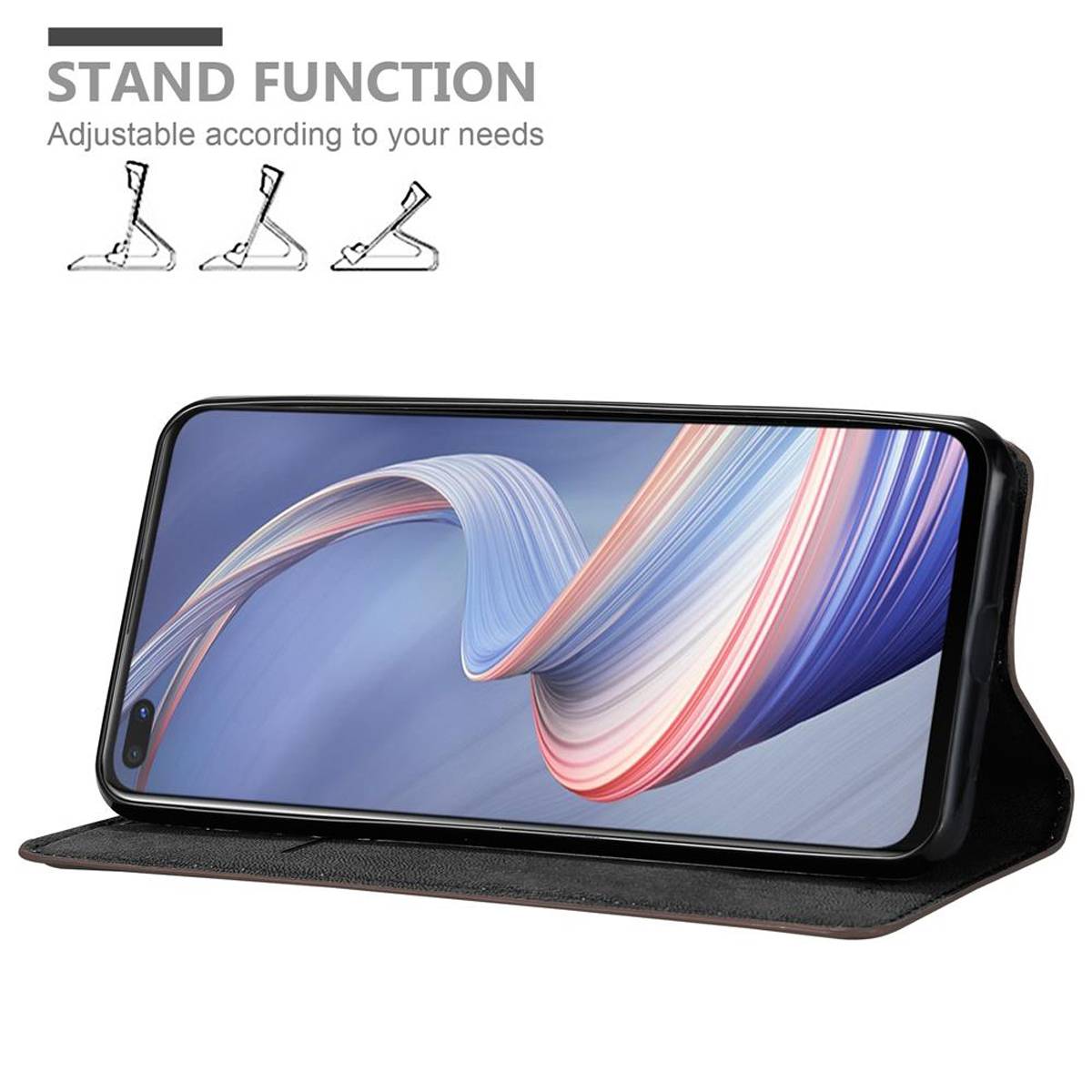 Cadorabo Hülle für Oppo A92s Schutz Hülle in Braun Handyhülle Etui Case Cover Magnetverschluss