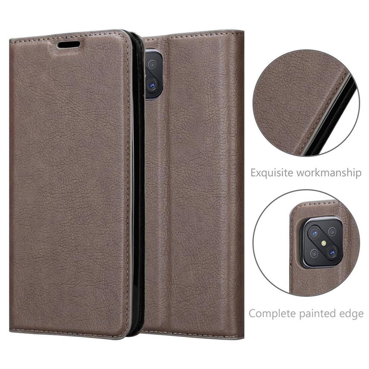 Cadorabo Hülle für Oppo A92s Schutz Hülle in Braun Handyhülle Etui Case Cover Magnetverschluss