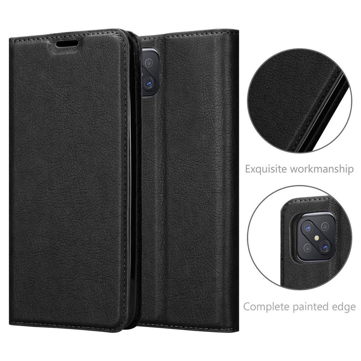 Cadorabo Hülle für Oppo A92s Schutz Hülle in Schwarz Handyhülle Etui Case Cover Magnetverschluss