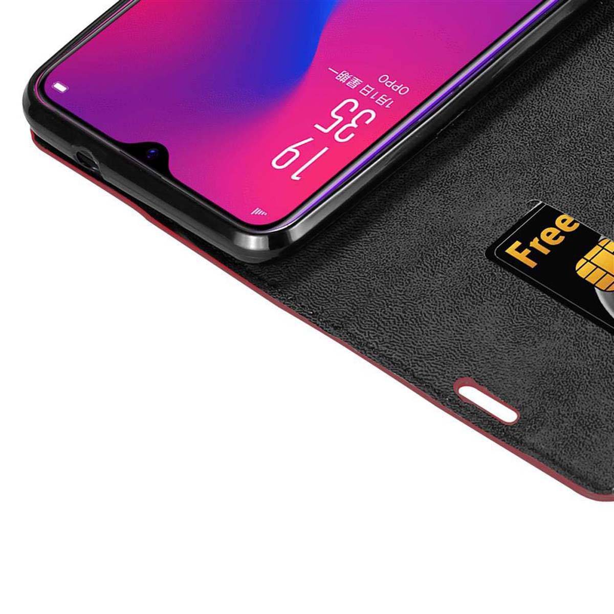Cadorabo Hülle für Oppo R17 Schutz Hülle in Rot Handyhülle Etui Case Cover Magnetverschluss