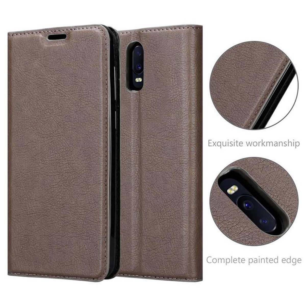 Cadorabo Hülle für Oppo R17 Schutz Hülle in Braun Handyhülle Etui Case Cover Magnetverschluss
