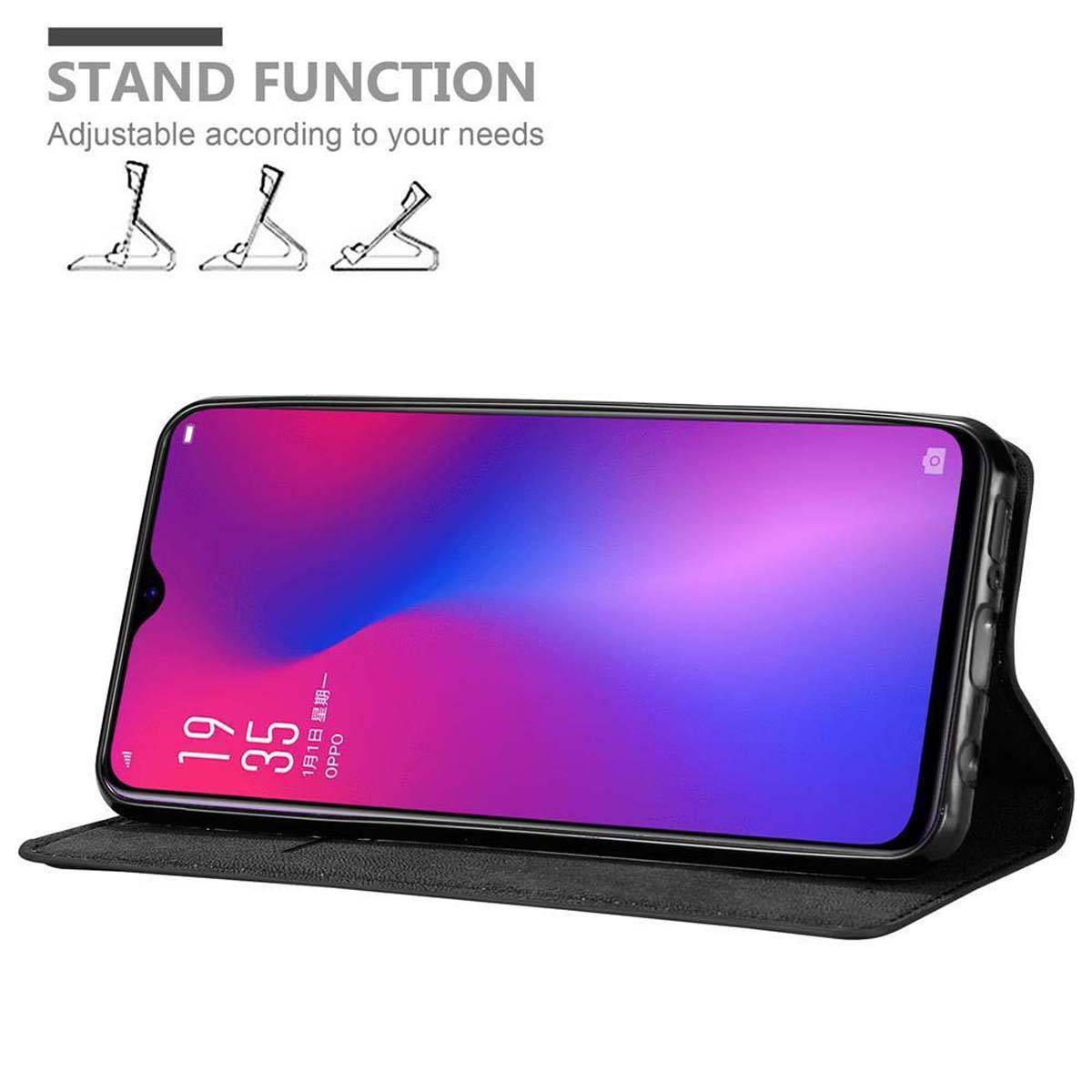 Cadorabo Hülle für Oppo R17 Schutz Hülle in Schwarz Handyhülle Etui Case Cover Magnetverschluss
