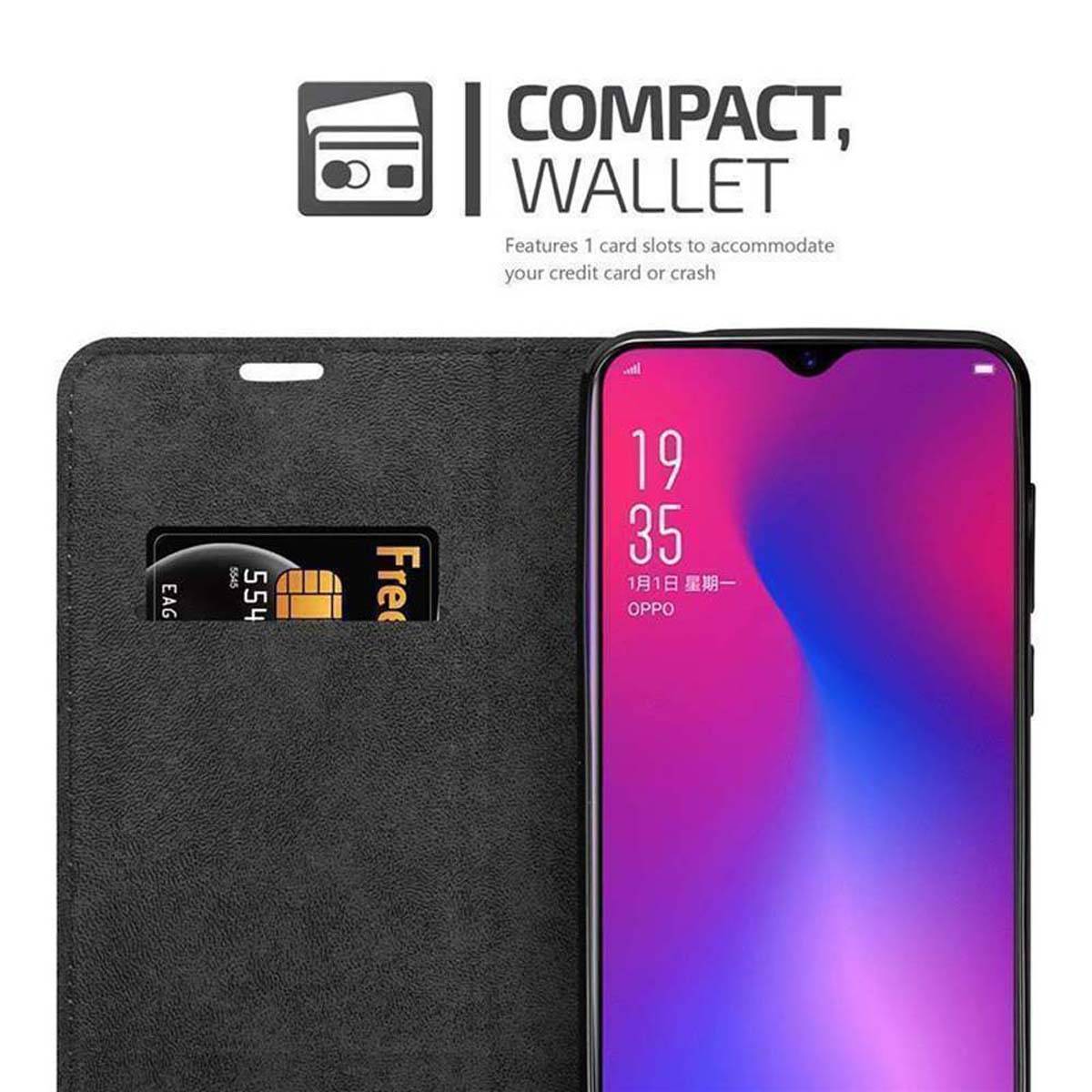 Cadorabo Hülle für Oppo R17 Schutz Hülle in Schwarz Handyhülle Etui Case Cover Magnetverschluss