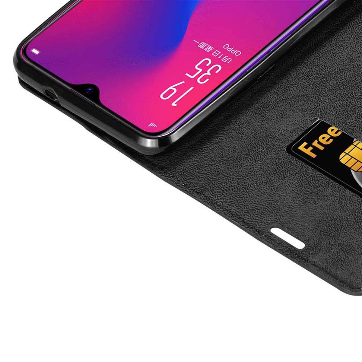 Cadorabo Hülle für Oppo R17 Schutz Hülle in Schwarz Handyhülle Etui Case Cover Magnetverschluss