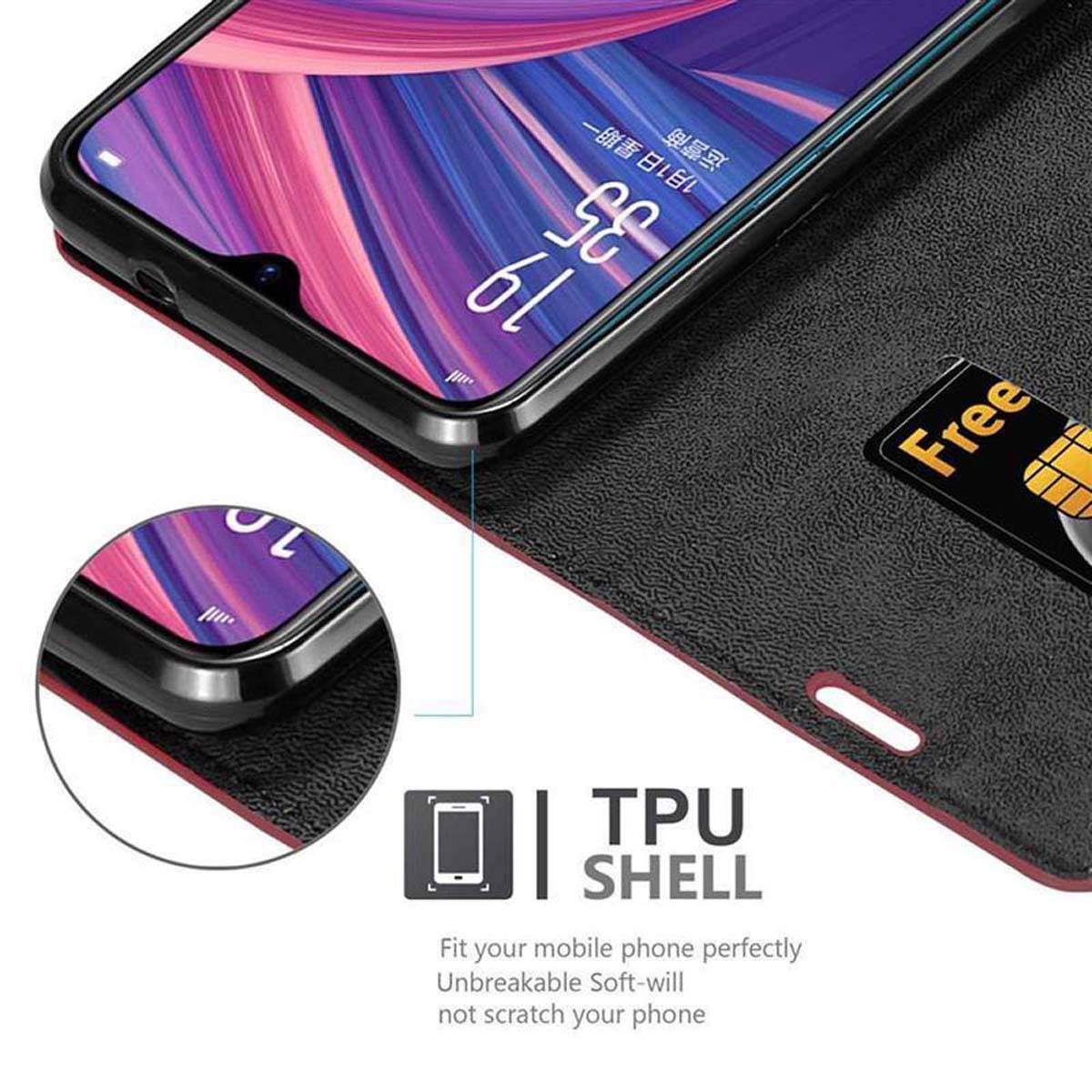 Cadorabo Hülle für Oppo R17 PRO Schutz Hülle in Rot Handyhülle Etui Case Cover Magnetverschluss