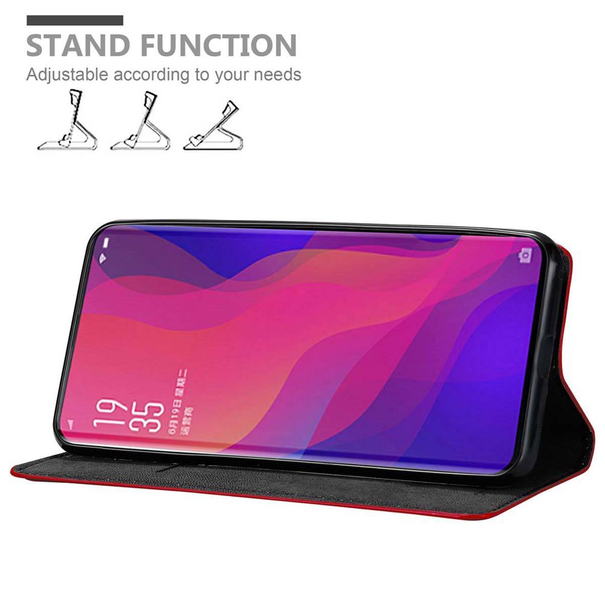 Cadorabo Hülle für Oppo FIND X Schutz Hülle in Rot Handyhülle Etui Case Cover Magnetverschluss