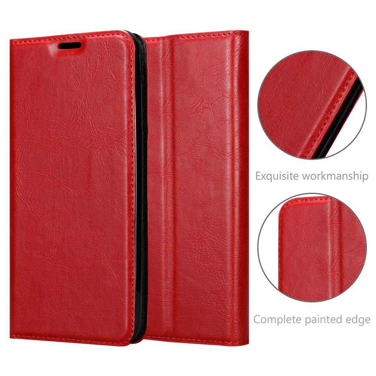 Cadorabo Hülle für Oppo FIND X Schutz Hülle in Rot Handyhülle Etui Case Cover Magnetverschluss