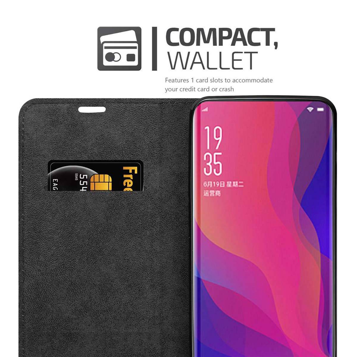 Cadorabo Hülle für Oppo FIND X Schutz Hülle in Braun Handyhülle Etui Case Cover Magnetverschluss