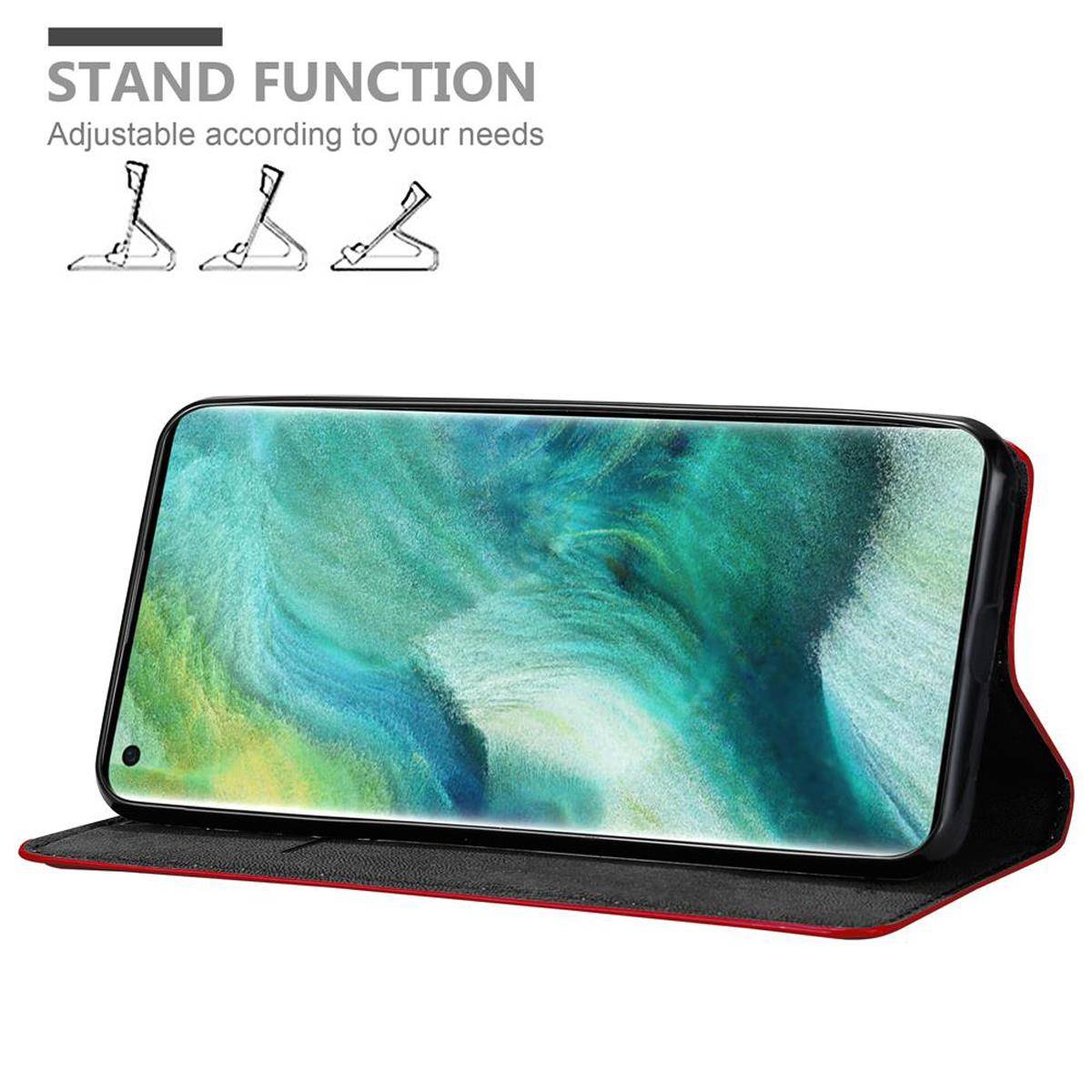 Cadorabo Hülle für Oppo FIND X2 Schutz Hülle in Rot Handyhülle Etui Case Cover Magnetverschluss