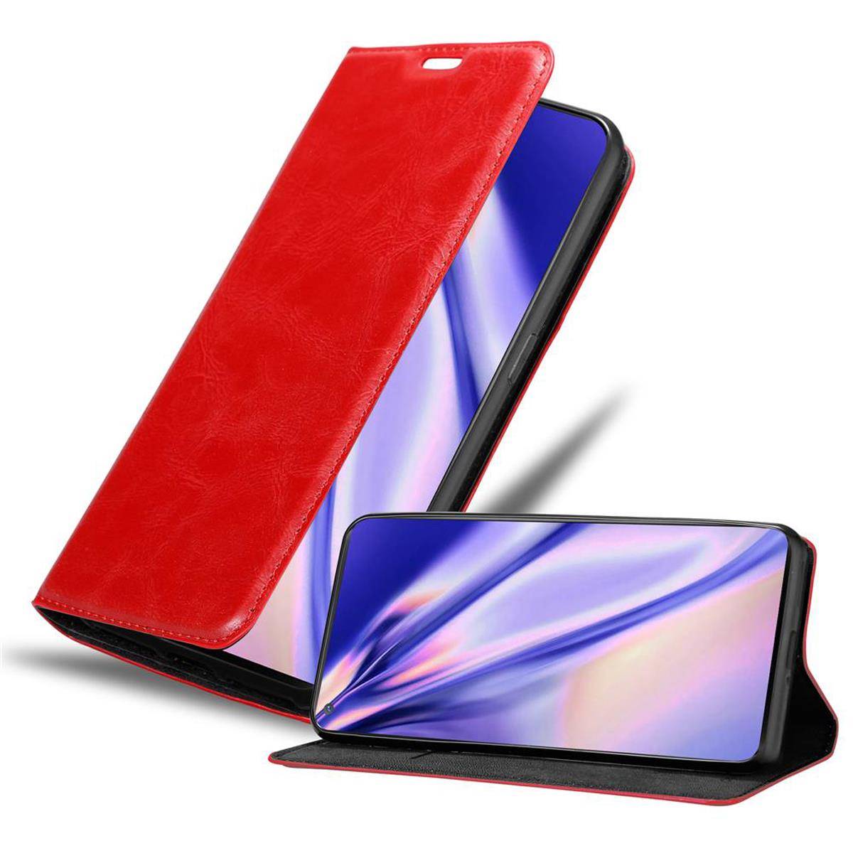 Cadorabo Hülle für Oppo FIND X2 PRO Schutz Hülle in Rot Handyhülle Etui Case Cover Magnetverschluss