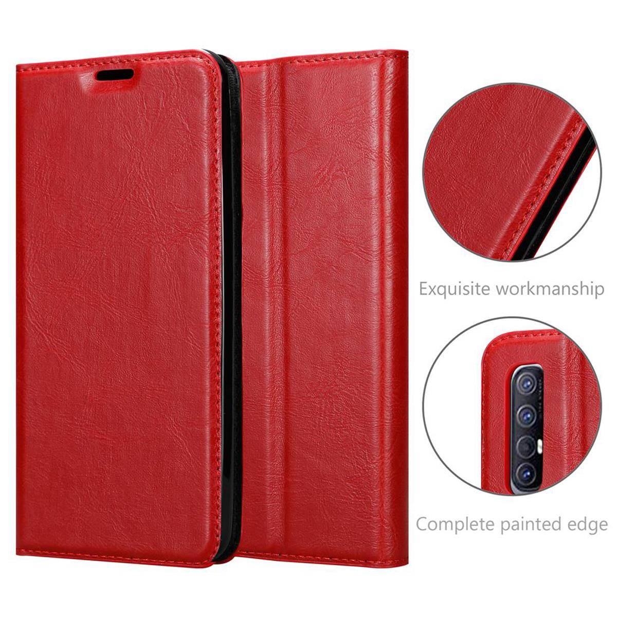 Cadorabo Hülle für Oppo FIND X2 PRO Schutz Hülle in Rot Handyhülle Etui Case Cover Magnetverschluss