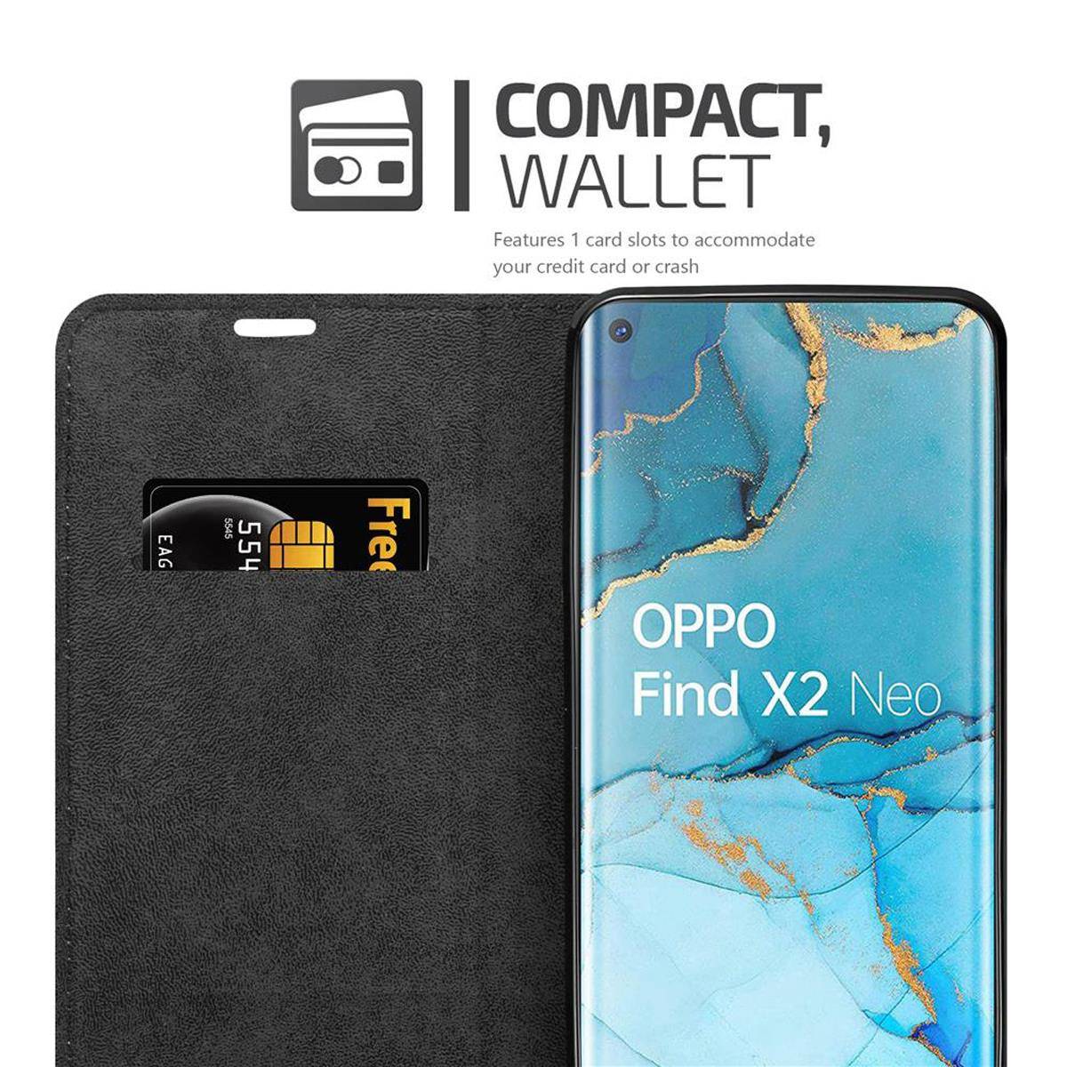Cadorabo Hülle für Oppo FIND X2 PRO Schutz Hülle in Braun Handyhülle Etui Case Cover Magnetverschluss