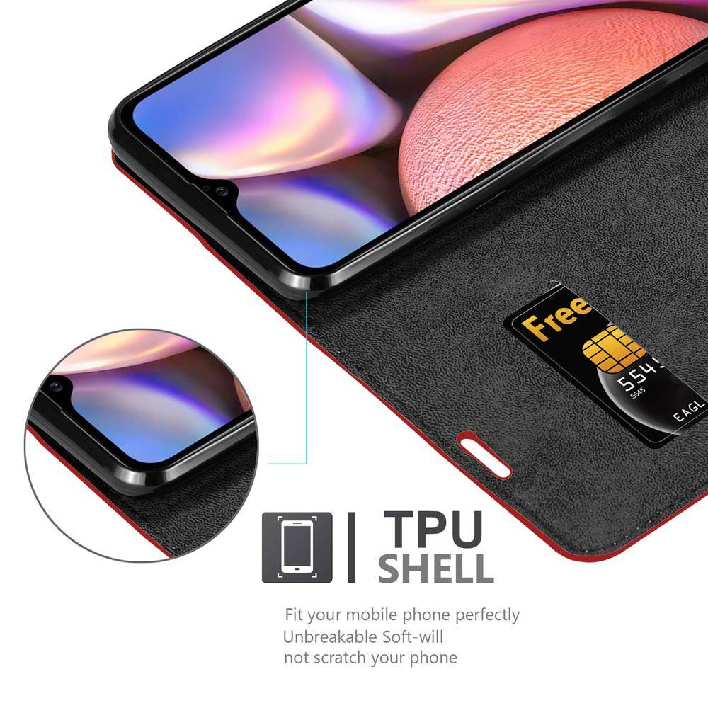 Cadorabo Hülle für Samsung Galaxy A10s / M01s Schutz Hülle in Rot Handyhülle Etui Case Cover Magnetverschluss