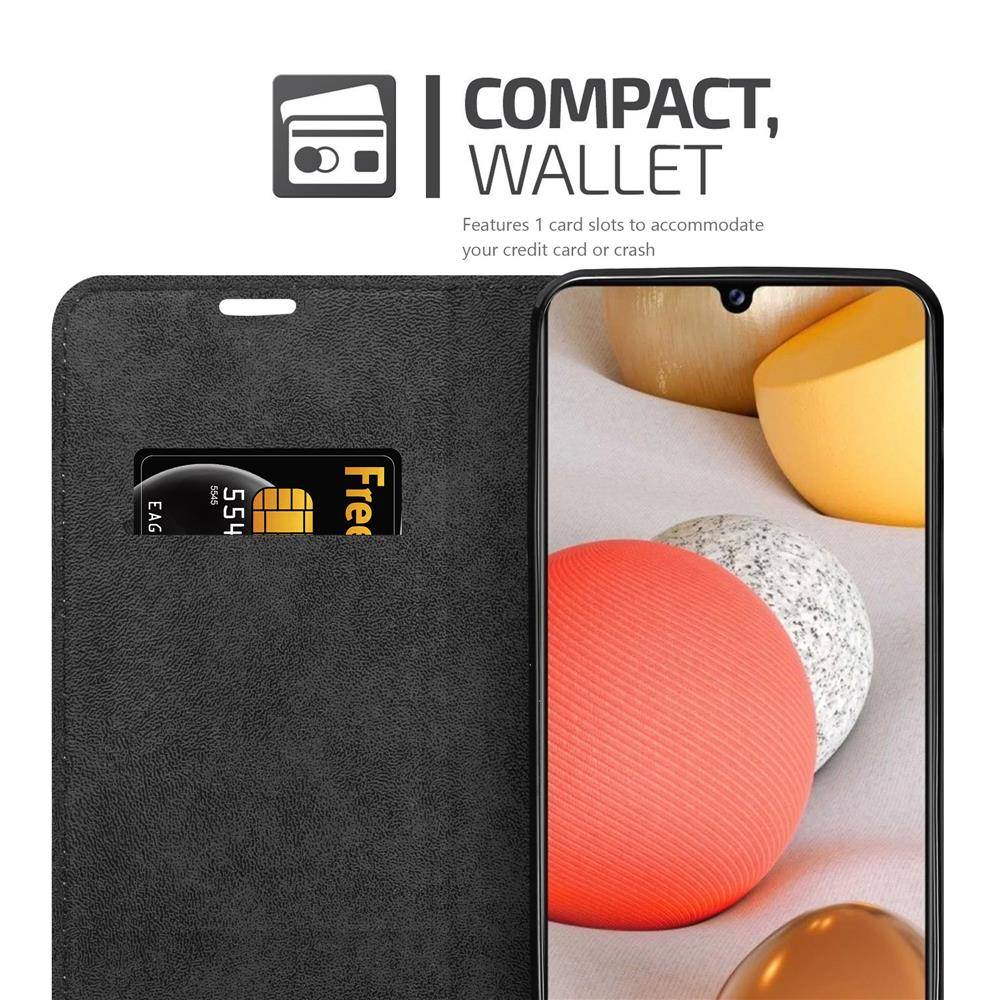 Cadorabo Hülle für Samsung Galaxy A42 4G Schutz Hülle in Schwarz Handyhülle Etui Case Cover Magnetverschluss