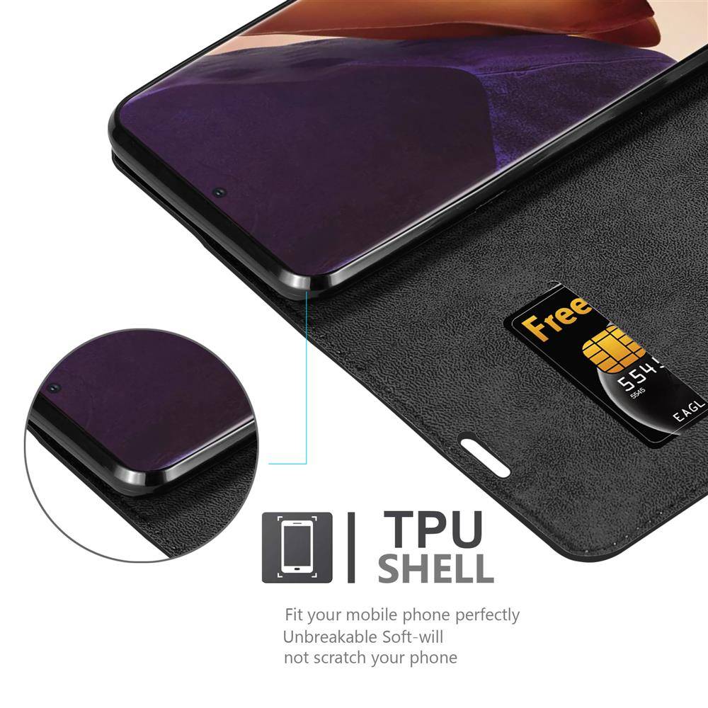 Cadorabo Hülle für Samsung Galaxy NOTE 20 ULTRA Schutz Hülle in Schwarz Handyhülle Etui Case Cover Magnetverschluss
